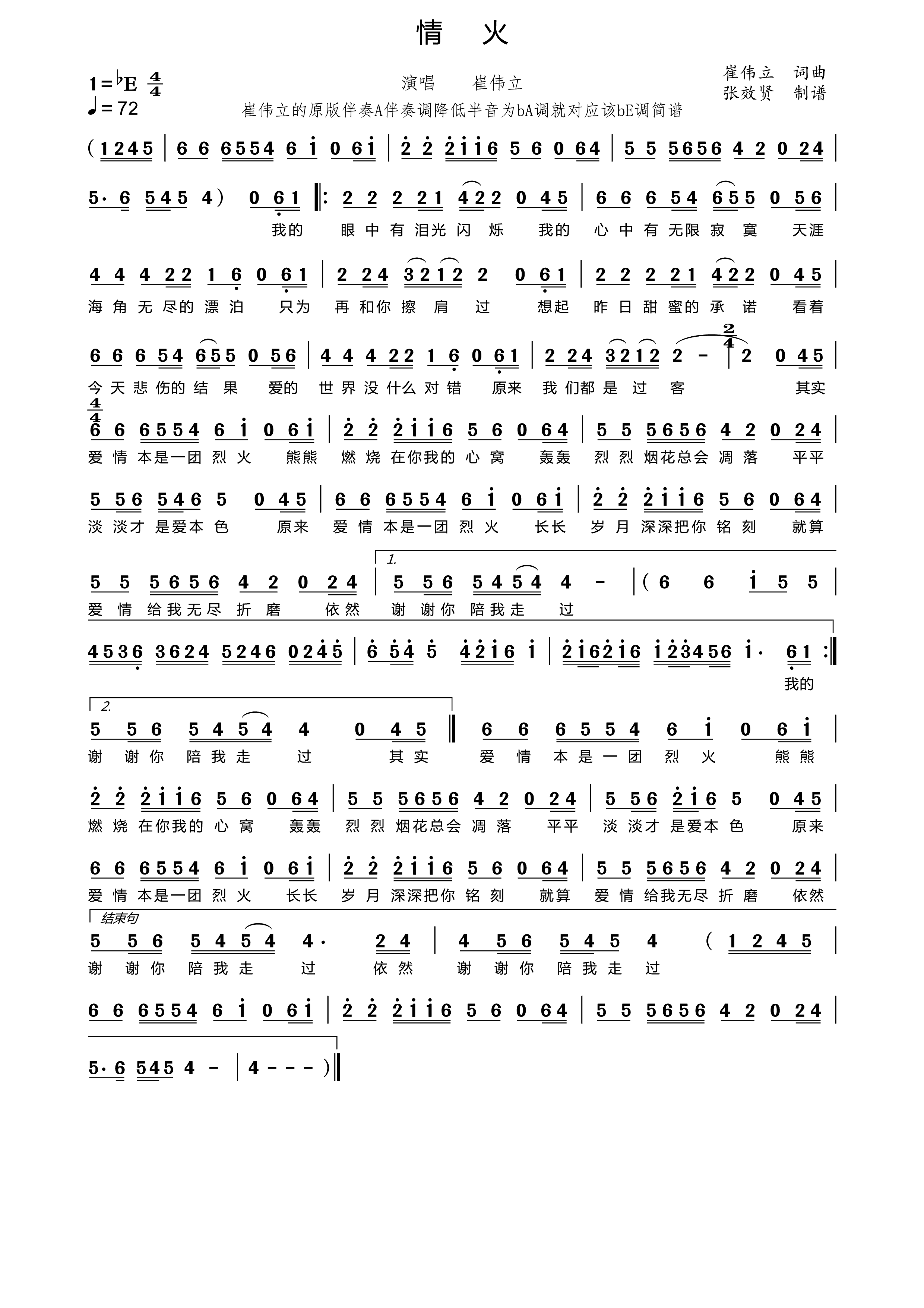 薩克斯情火簡譜 薩克斯情火簡譜