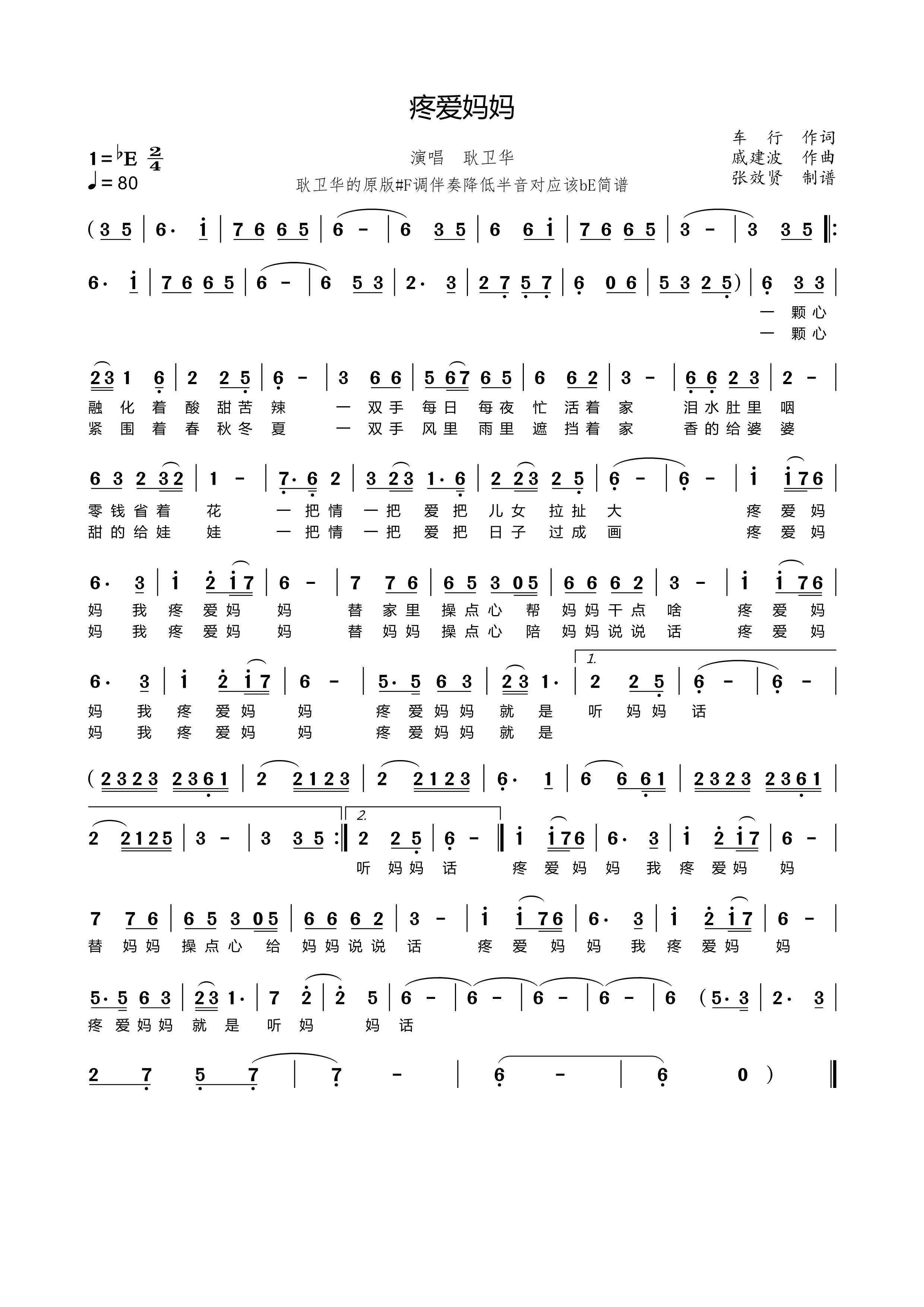 薩克斯 疼愛(ài)媽媽 降E調(diào)簡(jiǎn)譜 薩克斯 疼愛(ài)媽媽 降E調(diào)簡(jiǎn)譜