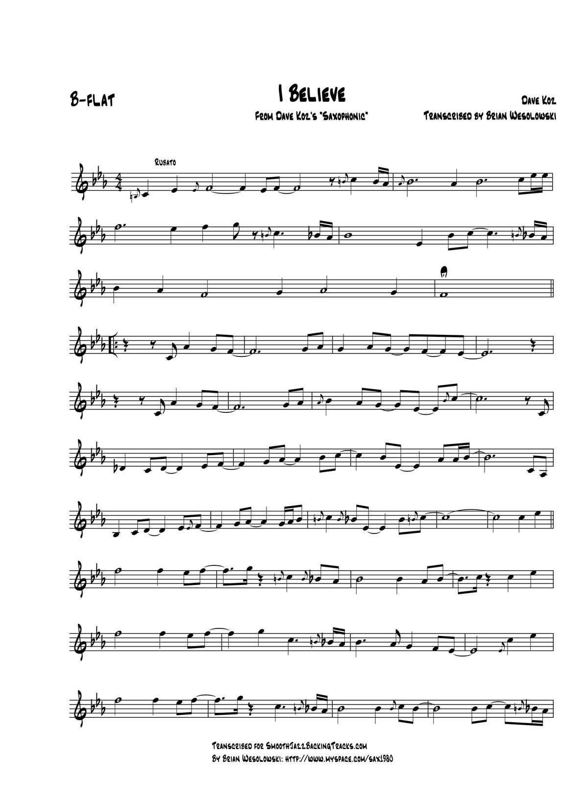 午夜的薩克斯 五線(xiàn)譜(降B調(diào)) 午夜的薩克斯 五線(xiàn)譜(降B調(diào))