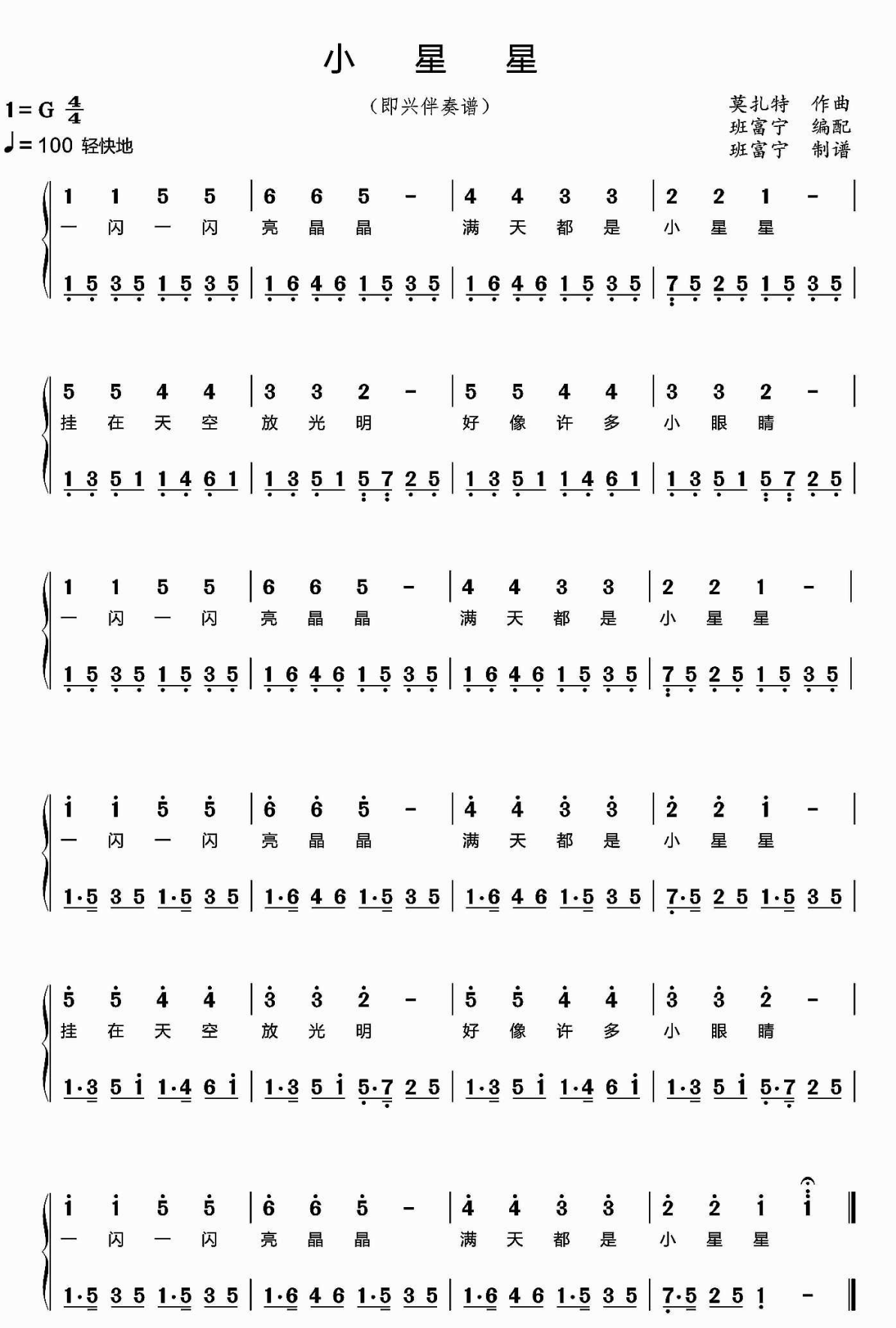 小星星簡(jiǎn)譜 小星星簡(jiǎn)譜